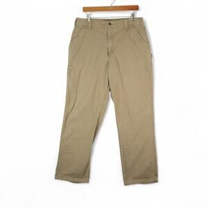 Carhartt Pants Mens 35x32 Carpenter Utility Loose Fit Canvas Workwear B151-DKH